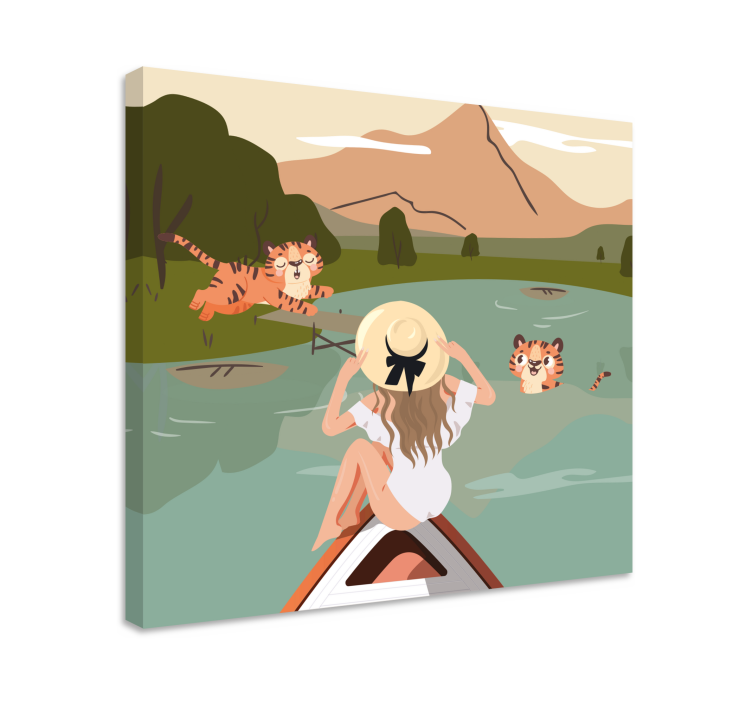 Animal canvas wall art tigers in their habitat - TenStickers