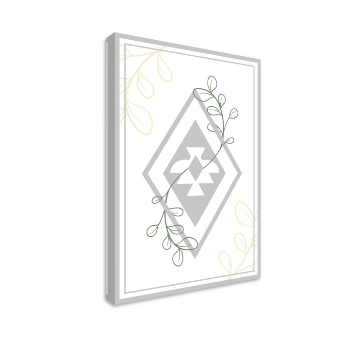 Geometric leaf pattern living room canvas print - TenStickers