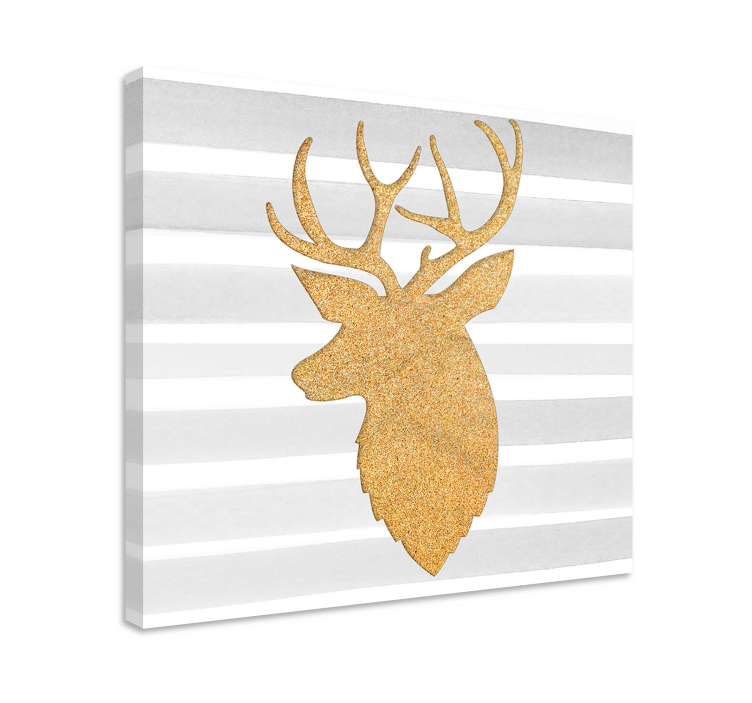 Golden Reindeer Christmas Canvas Art - TenStickers