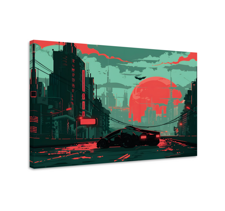 Cyber city gaming canvas wall art - TenStickers