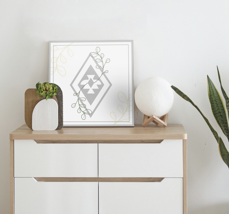 Geometric leaf pattern living room canvas print - TenStickers