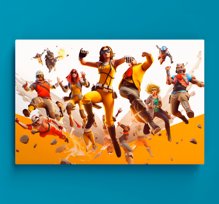 Characters flying attack framed gaming wall art - TenStickers