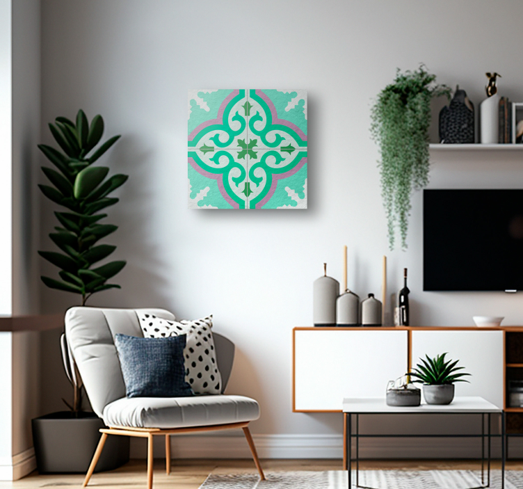 Green hydraulic tile retro canvas - TenStickers