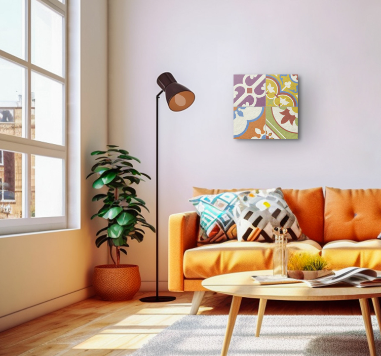 Ornamental pattern tiles retro canvas - TenStickers