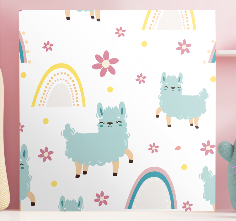 Animal canvas wall art llama and floral design - TenStickers