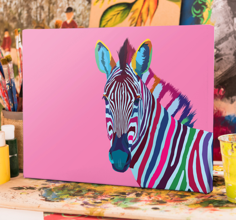 Animal canvas wall art vibrant zebra image - TenStickers