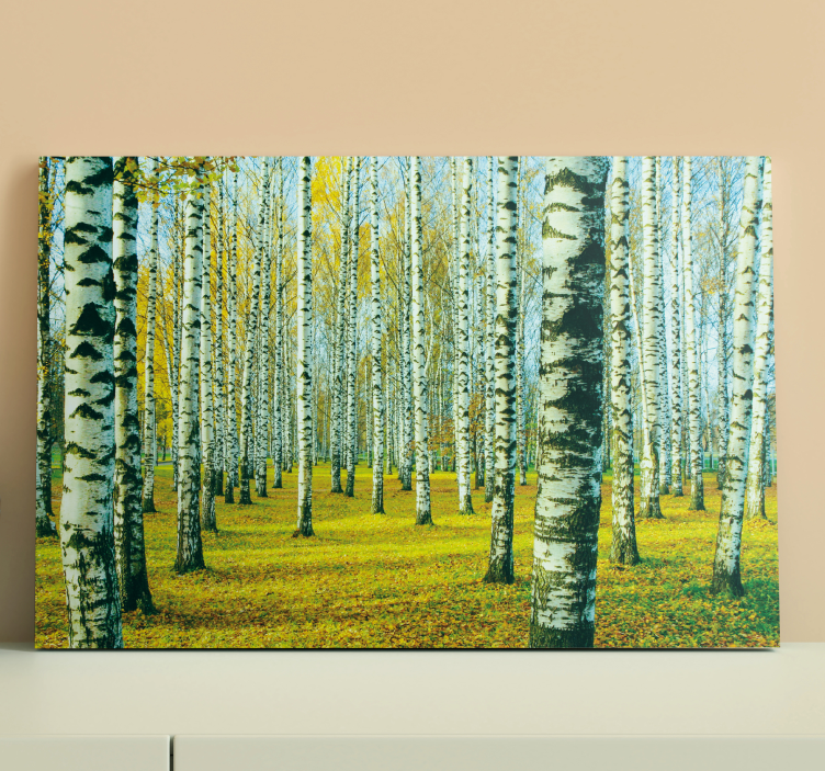 Autumn birch forest tree canvas wall art - TenStickers