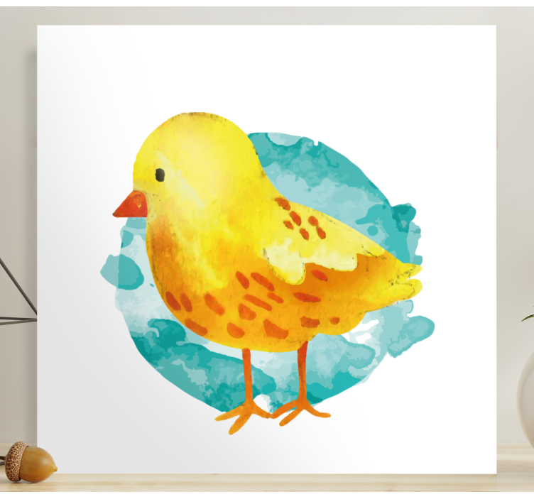 Bird canvas wall art charming yellow chick - TenStickers