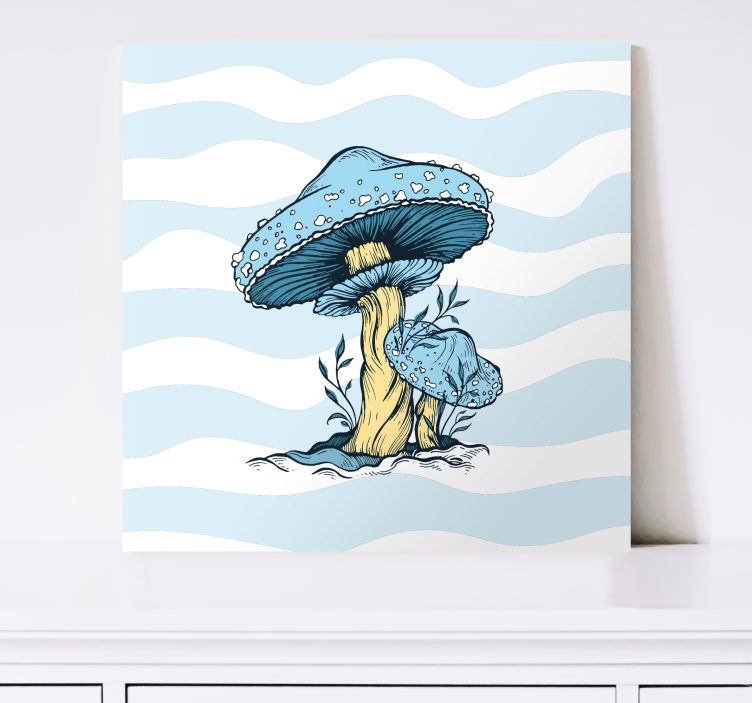 Blue mushroom illustration kitchen wall print - TenStickers