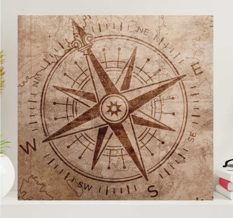 Brown vintage compass retro canvas - TenStickers