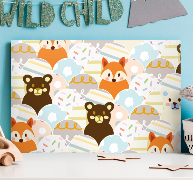 Canvas character cute animal faces - TenStickers