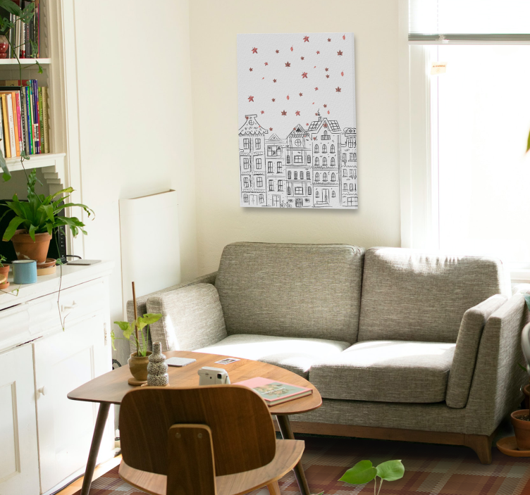 Charming starry scene cityscape wall art - TenStickers
