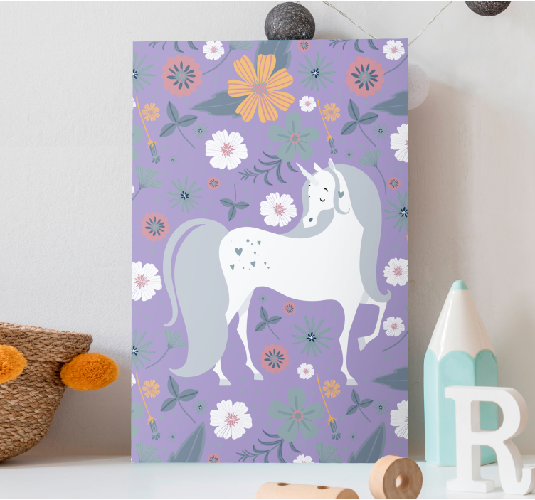 Charming unicorn floral elephant wallart - TenStickers