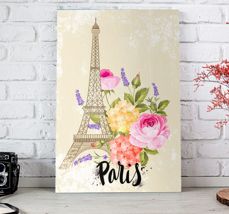 Cityscape wall art eiffel tower blossoms - TenStickers