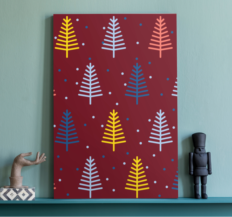 Colorful pine sprigs tree canvas wall art - TenStickers