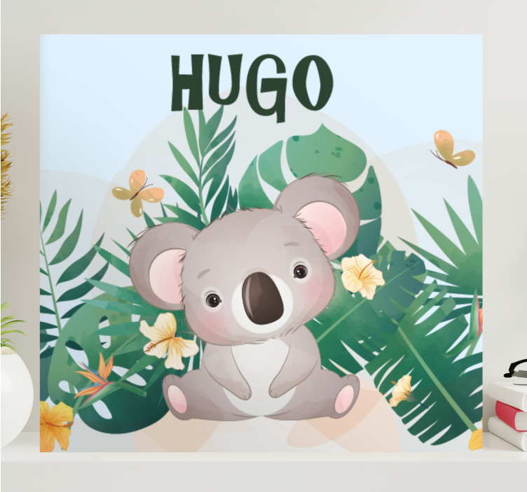 Cute koala for boy with name canvas - TenStickers