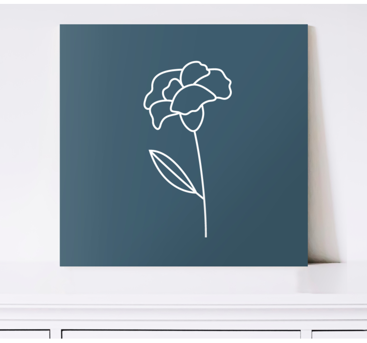 Cute line art flower illustration flower canvas - TenStickers