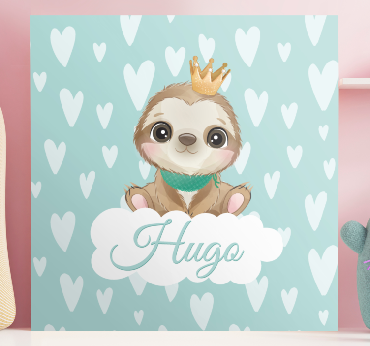 Cute sloth for boy name personalised canvas - TenStickers