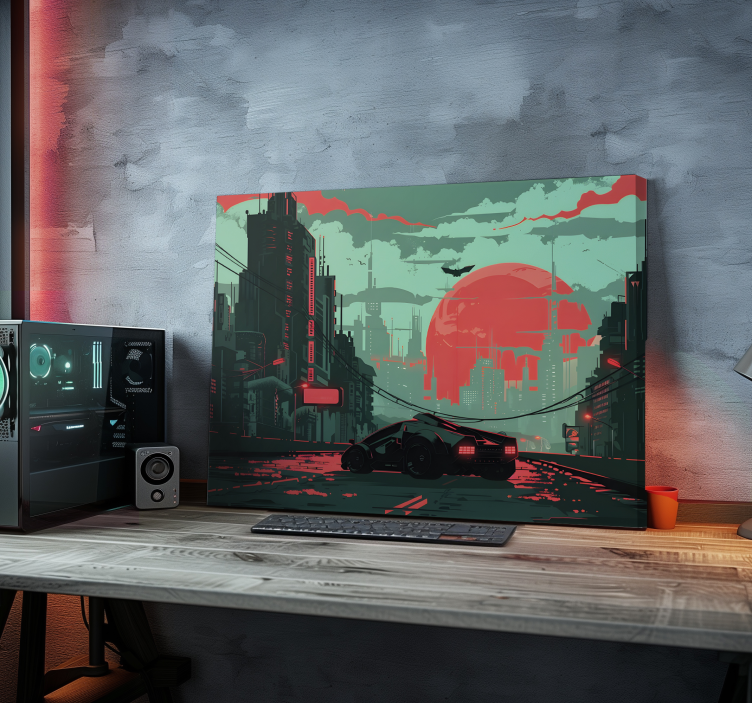 Cyber city gaming canvas wall art - TenStickers