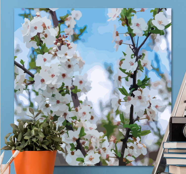 Delicate White Blossoms Flowers  canvas - TenStickers