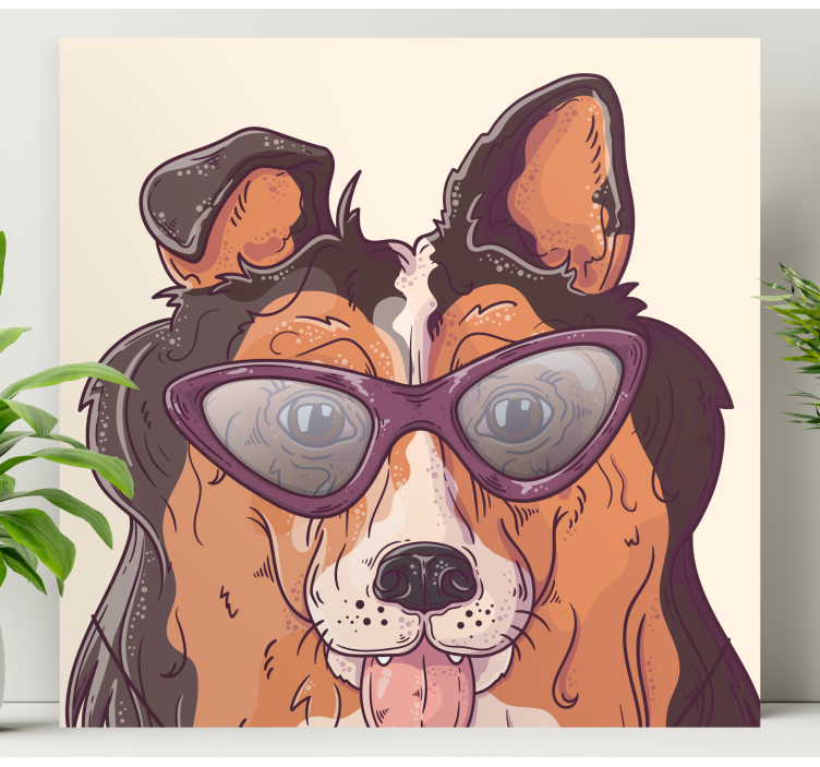 Dog in glasses dog canvas prints - TenStickers
