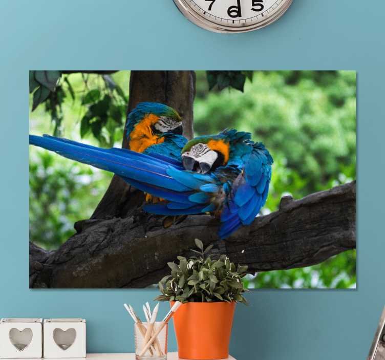 Dog wall art colorful parrots duo - TenStickers