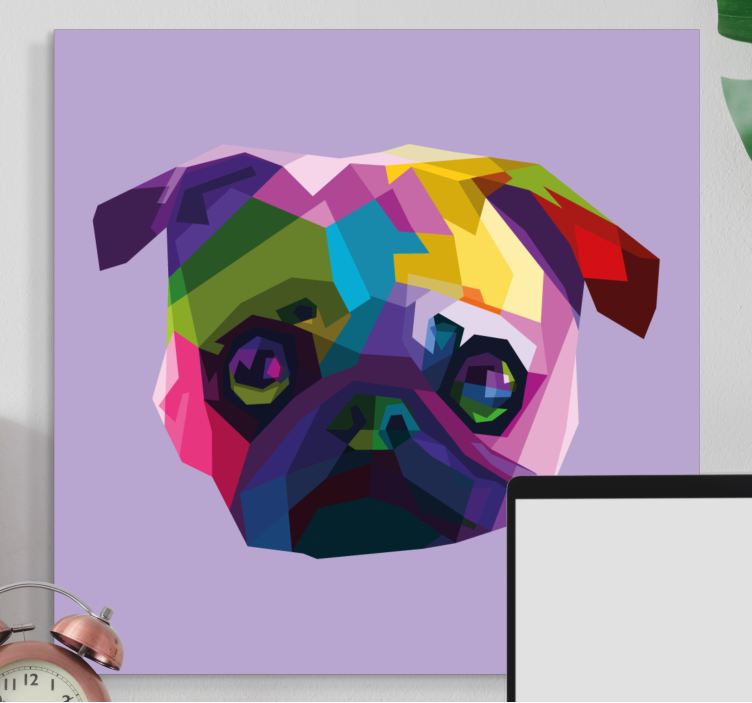 Dog wall art colorful pug face print - TenStickers