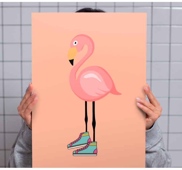 Dog wall art stylish flamingo skater - TenStickers