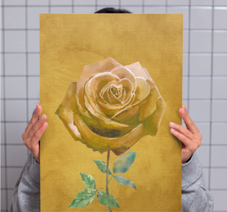 Elegant golden rose flowers canvas - TenStickers