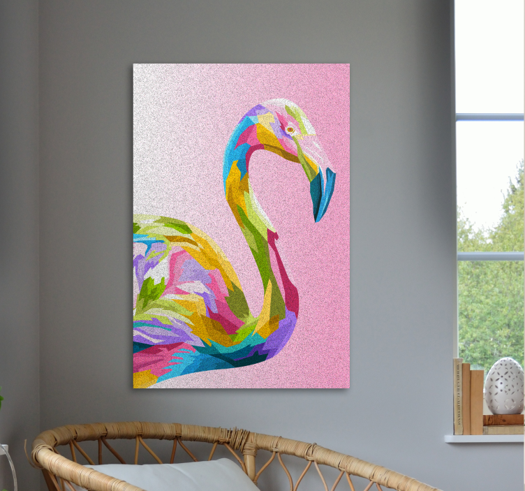 Flamingo art feather canvas wall art - TenStickers