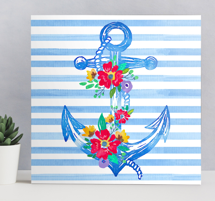 Floral Anchor Illustration nautical canvas art - TenStickers