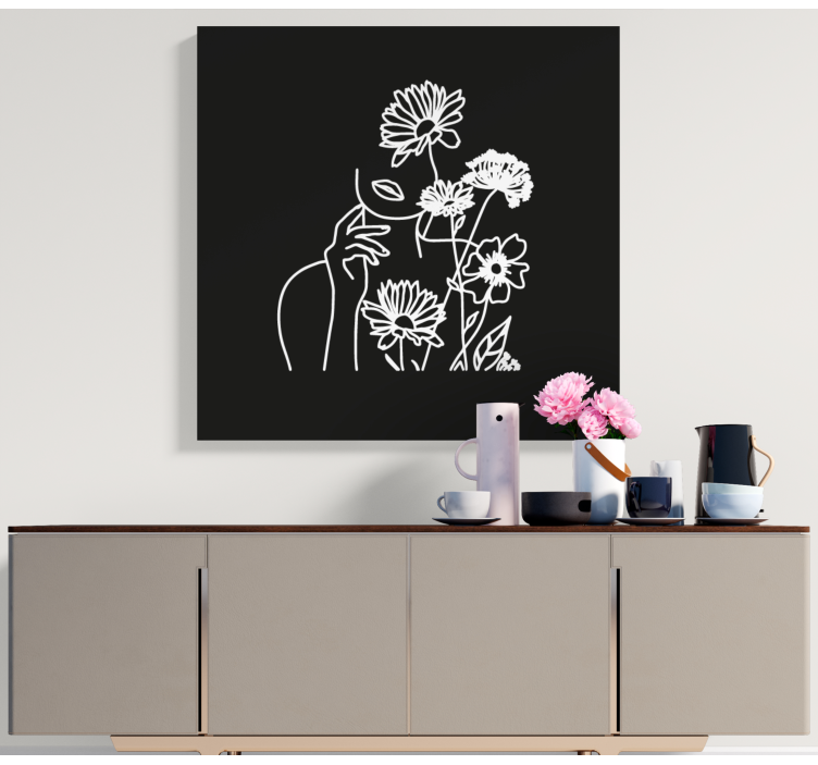 Flowers canvas minimalist floral line art - TenStickers