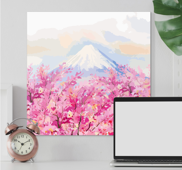 Flowers canvas mount fuji blossom art print - TenStickers