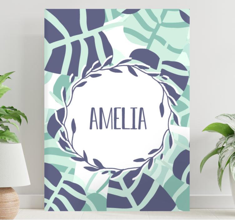 Flowers canvas personalized leaf design - TenStickers