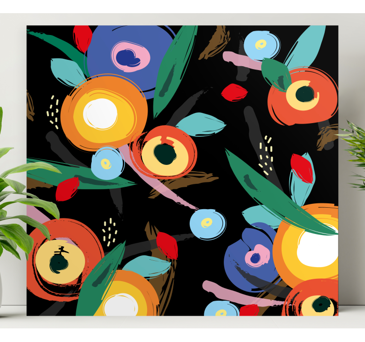 Flowers canvas vibrant floral design - TenStickers