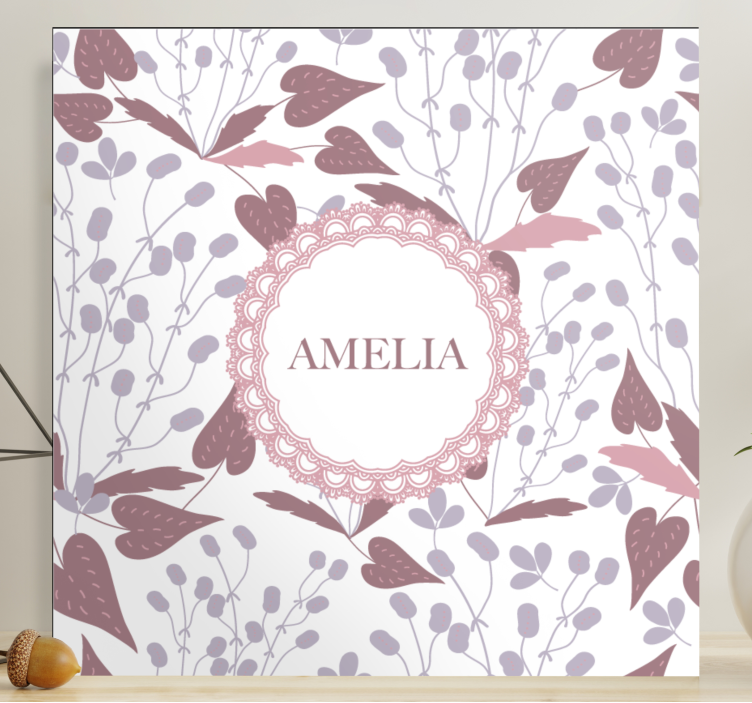 Flowers canvas with floral name art - TenStickers