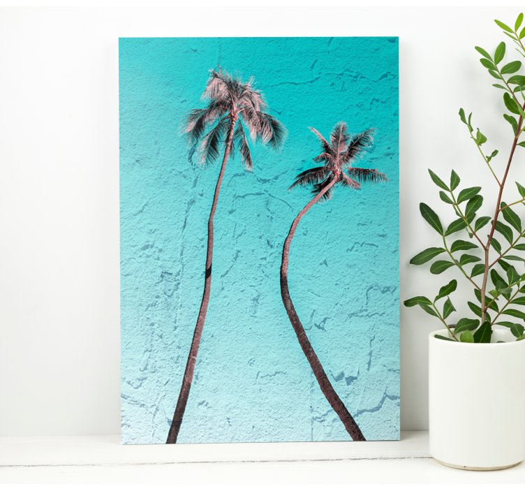 Flowers canvas with graceful palm trees - TenStickers