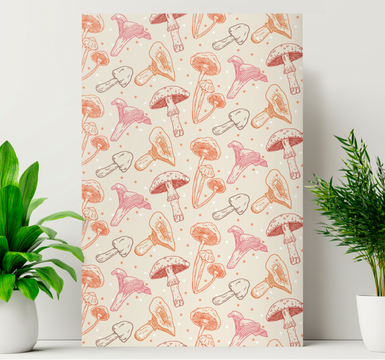 Flowers canvas with mushroom patterns - TenStickers