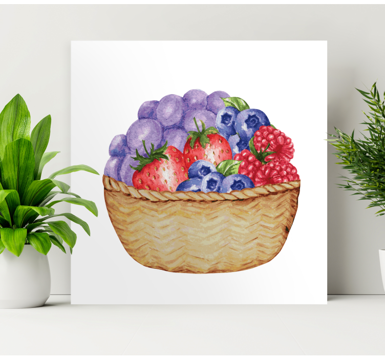 Fruit canvas wall art bountiful fruit basket - TenStickers