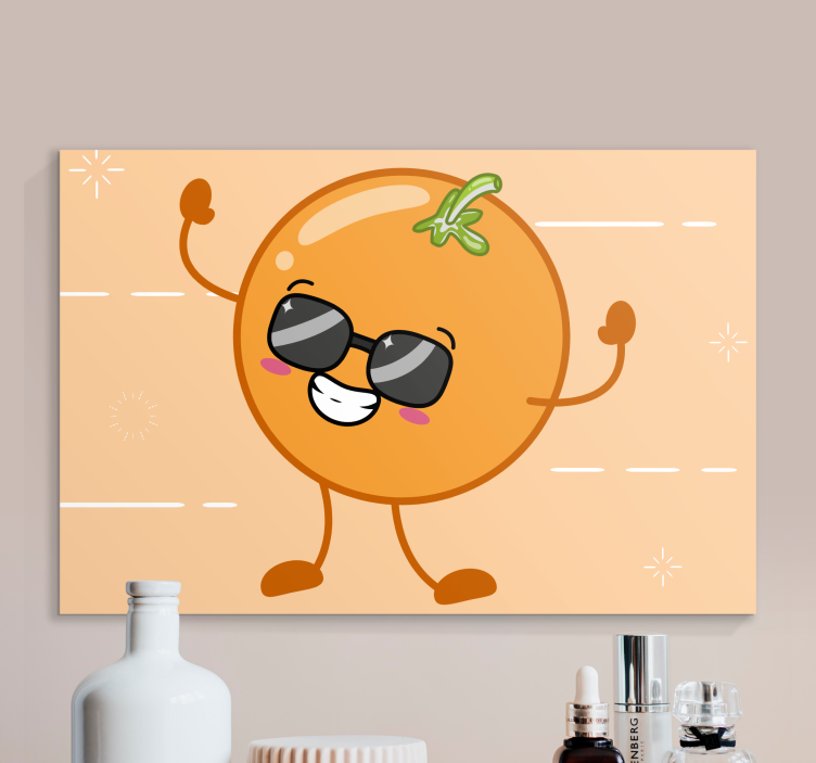 Fruit canvas wall art joyful orange shape - TenStickers