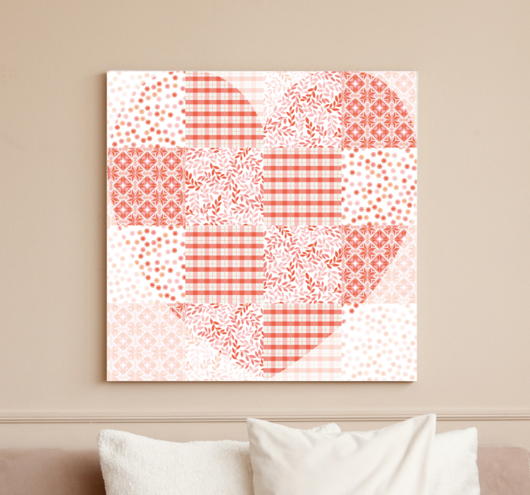Fruit canvas wall art patchwork heart design - TenStickers
