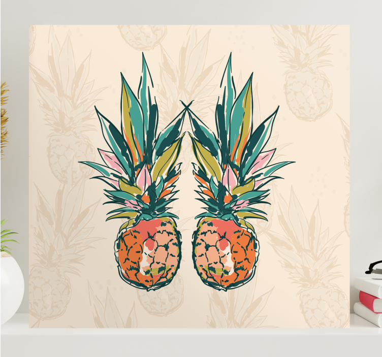 Fruit canvas wall art tropical pineapple duo - TenStickers