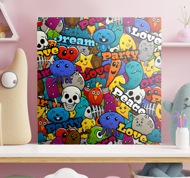 Funky Character Collage canvas print - TenStickers
