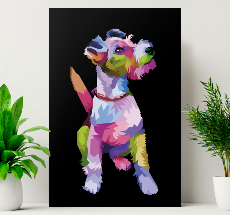 Geometric-animals fox terrier dog canvas prints - TenStickers