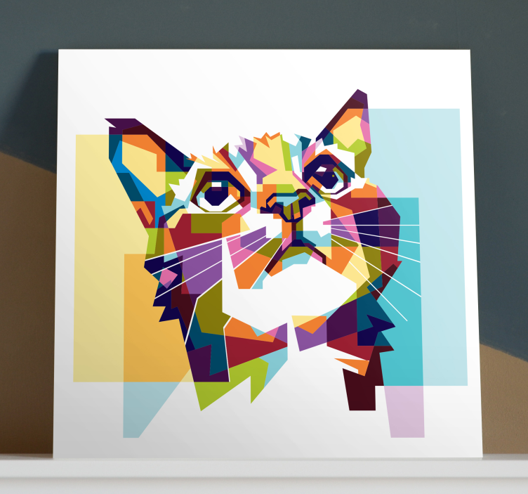 Geometric cat canvas print - TenStickers