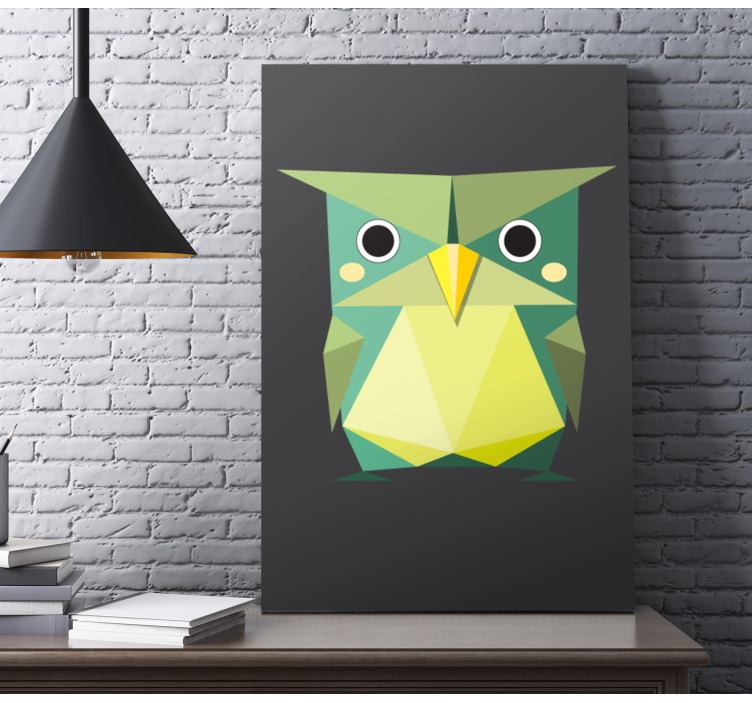 Geometric green owl animal canvas wall art - TenStickers