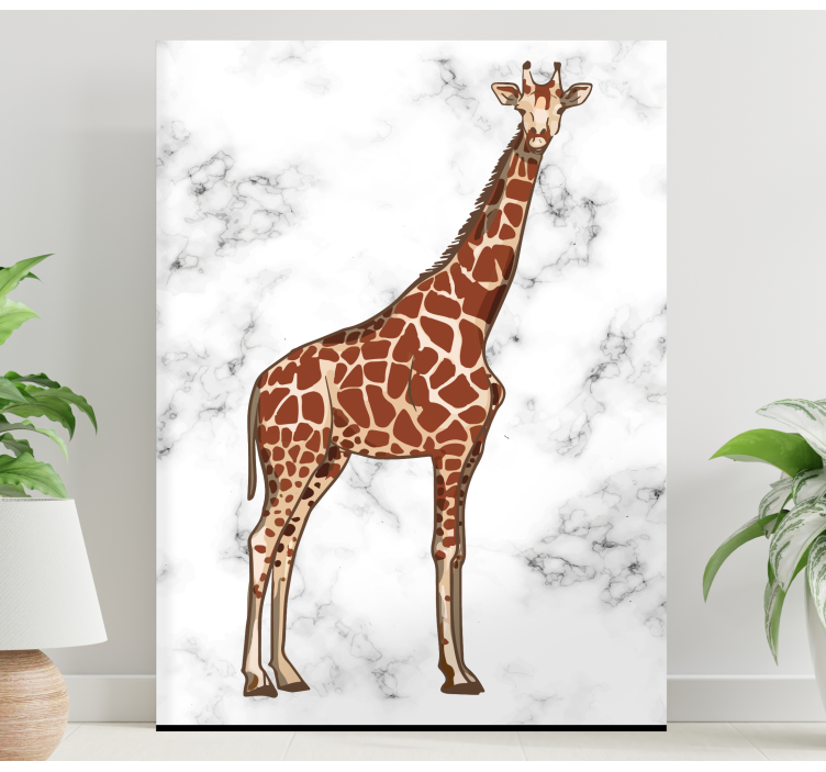 Giraffe portrait with marble background canvas - TenStickers