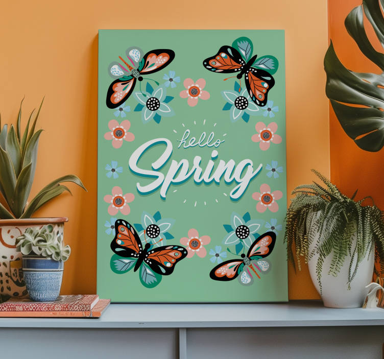 hello spring living room canvas print - TenStickers