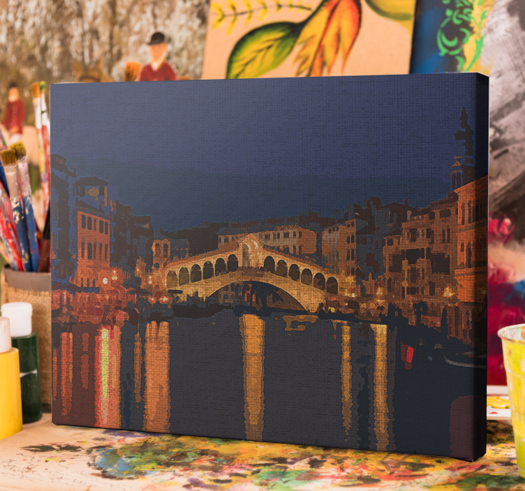 Illuminated Bridge Reflection cityscape wall art - TenStickers