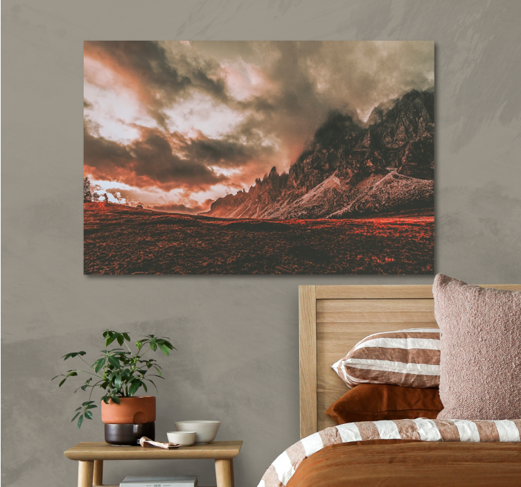 Landscape canvas dramatic mountain sunset - TenStickers